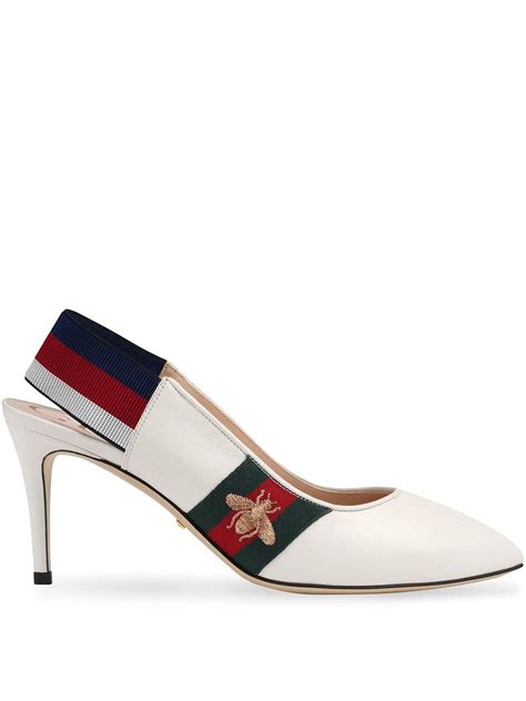 gucci leather web mid-heel pump|gucci mid heel slingback.